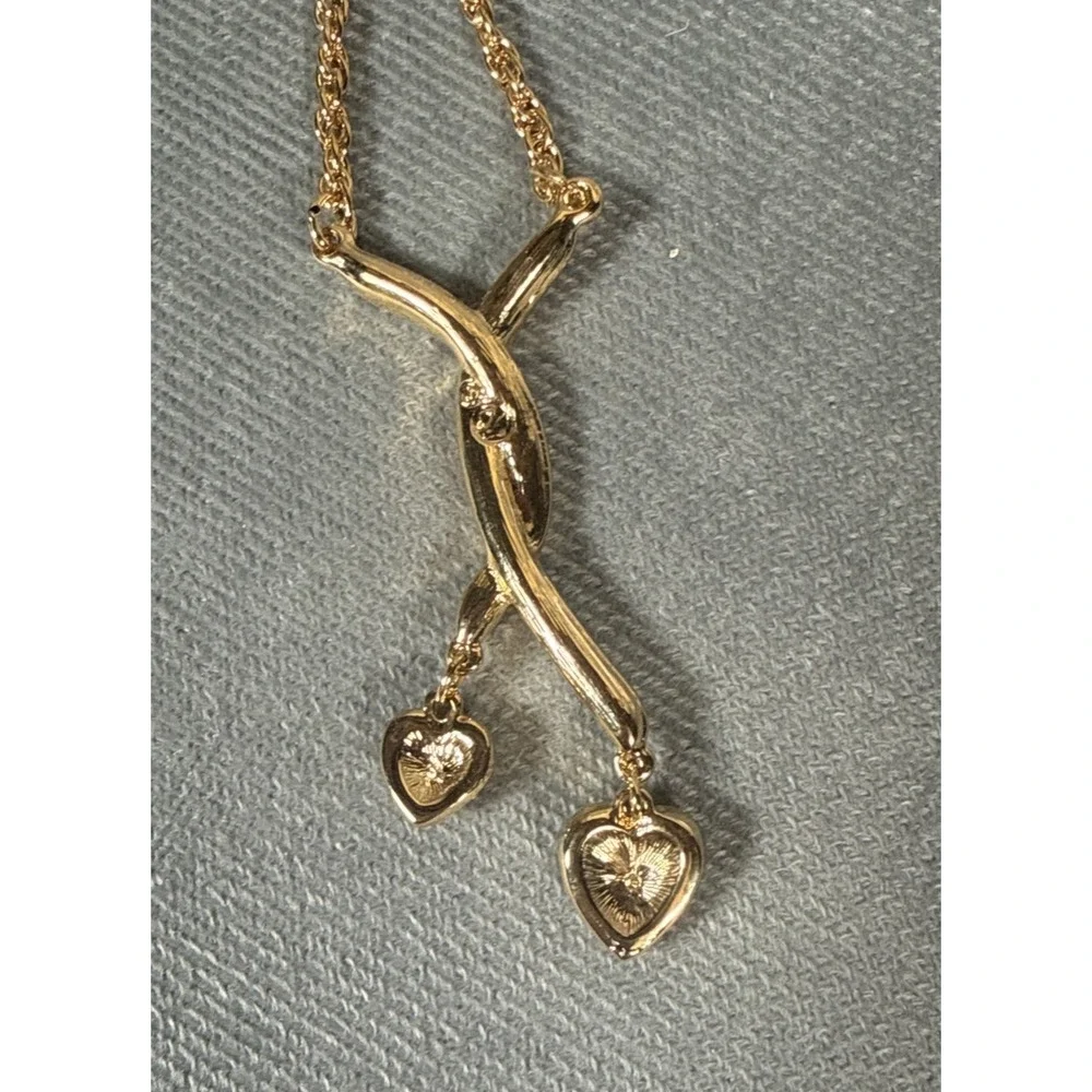 Swarovski Signed Swan Logo Pave Crystal Puffed Heart Leaf Necklace & Earring Set